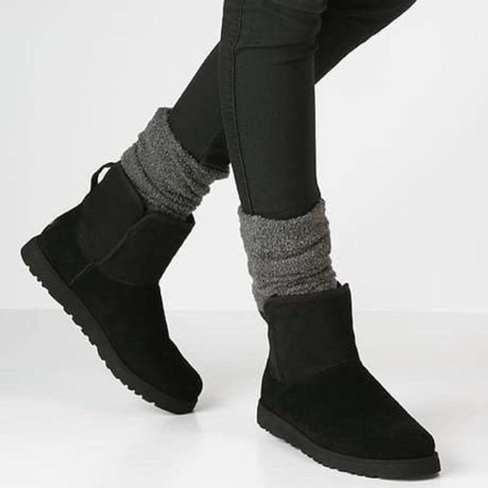Ugg Cory Suede Shearling Lined Mini Black Boots